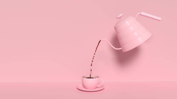 black coffee pink cup on pink pastel background