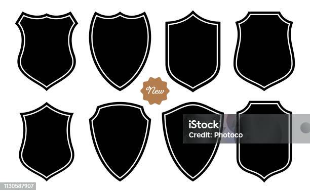 Badge Shape Set Vector Template Stock Illustration - Download Image Now - Shield, Riot Shield, Coat Of Arms