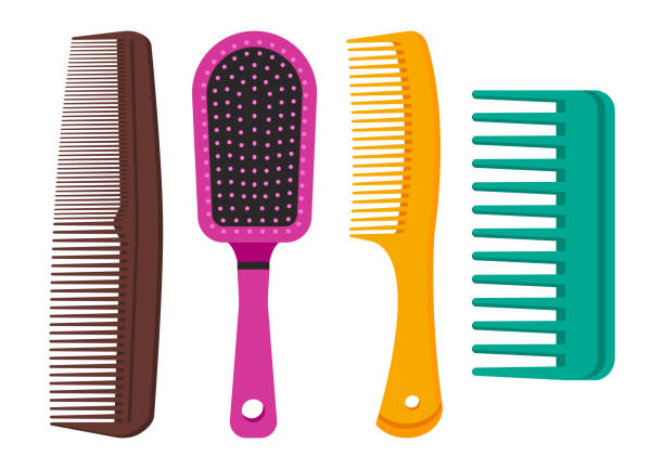 Colorful set of hair combs. Vector illustration Colorful set of different hair combs. Vector illustration a hairbrush stock illustrations