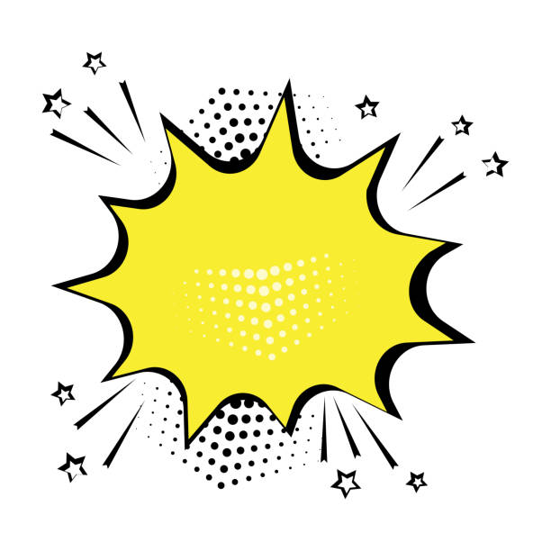 ilustraciones, imágenes clip art, dibujos animados e iconos de stock de burbuja cómica amarillo vacíela para su texto. ilustración de vector. - sound effect