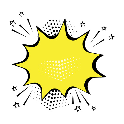 Empty yellow comic bubble for your text. Comic sound effects in pop art style. Vector illustration.