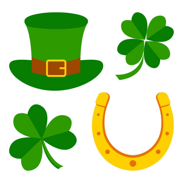 ilustrações, clipart, desenhos animados e ícones de definido para o dia de são patrício. símbolos de férias. ilustração vetorial - st patricks day illustrations