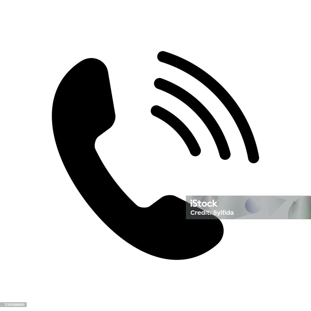 Schwarzen Telefonsymbol auf weißem Hintergrund. Vektor-illustration - Lizenzfrei Telefon Vektorgrafik