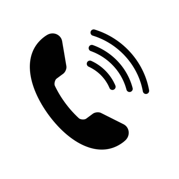 schwarzen telefonsymbol auf weißem hintergrund. vektor-illustration - telefon stock-grafiken, -clipart, -cartoons und -symbole