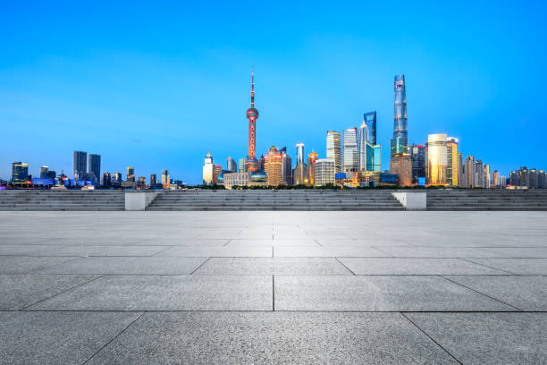 istock Empty square floor with panoramic city skyline in shanghai 1130592729