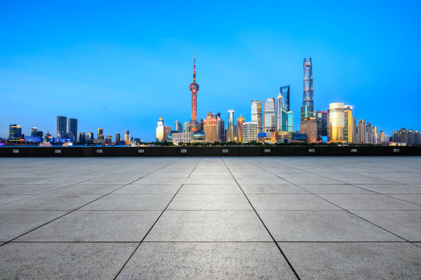 istock Empty square floor with panoramic city skyline in shanghai 1130592972