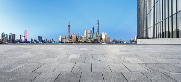 istock Empty square floor with panoramic city skyline in shanghai 1130593300