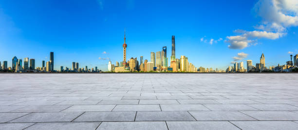 istock Empty square floor with panoramic city skyline in shanghai 1130594059