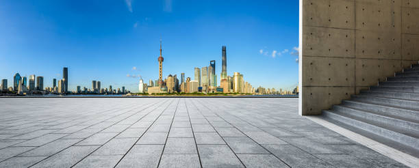 istock Empty square floor with panoramic city skyline in shanghai 1130594070