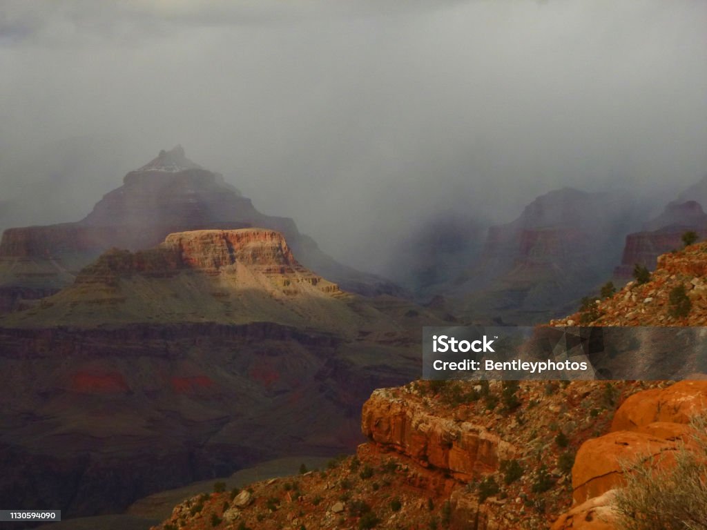 Dark Winter Storm. Winter Storm in the Grand Canyon. Arizona Stock Photo