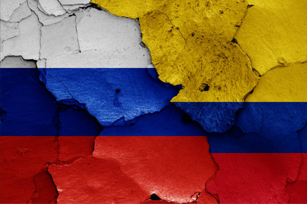 istock flags of Russia and Colombia 1130596885