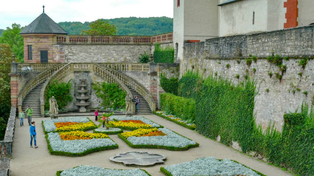 festung marienberg en wurzburgo, alemania (fürstengarten) - retaining wall fortified wall surrounding wall stone wall fotografías e imágenes de stock