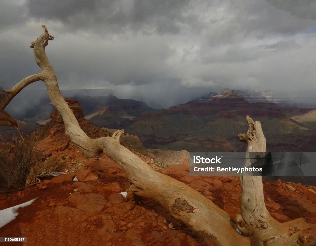 Long Branch view of a stormy Grand Canyon. Winter time in the Grand Canyon. Arizona Stock Photo