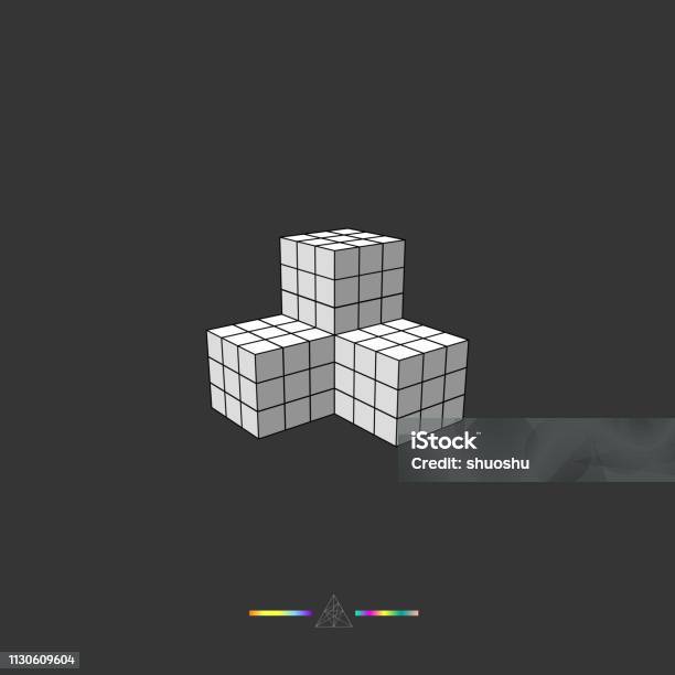 3d Geometry Check 3d Gray Geometric Check Perspective Pattern Stock Illustration ...