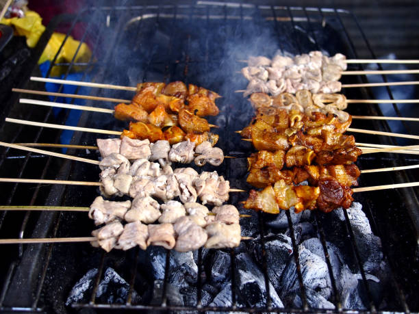 istock Assorted pork innards barbecue being grilled 1130619495