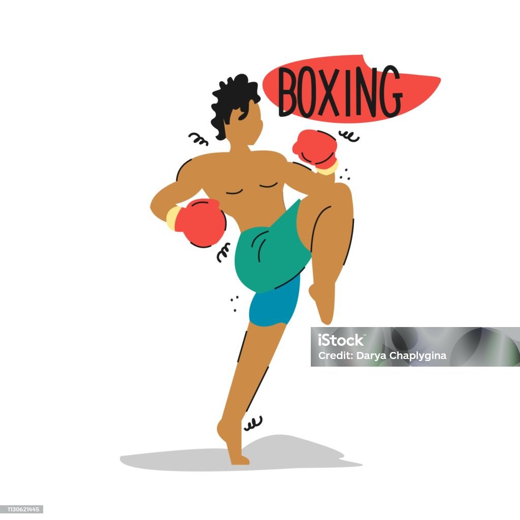 Handdrawn vector illustration with a boxer athlete. Sketch drawing, print. Vector illustration Athlete stock vector