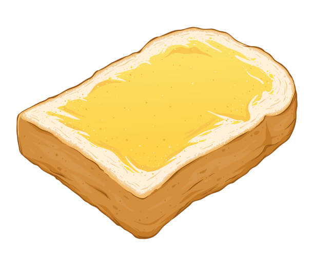 ilustrações, clipart, desenhos animados e ícones de fatias de torrada de pão mão desenhada ilustração - bread white background isolated loaf of bread