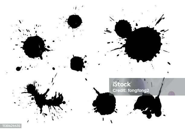 Ink Blots Isolated On White Background Stock Illustration - Download Image Now - Ink, Splattered, Paint