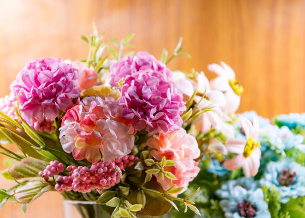 istock Artificial flower bouquet decoration, copy space background 1130625472