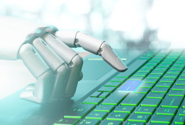 istock Robot concept or robot technology hand chatbot pressing computer keyboard enter vintage tone 1130627808