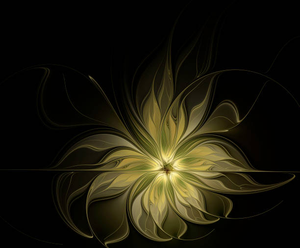 istock Abstract fractal glowing flower on black background 1130631348