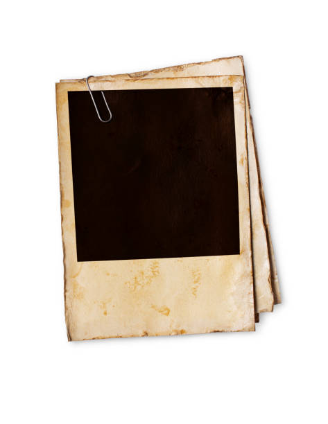 istock Empty old yellowed paper layout for vintage photo 1130632465