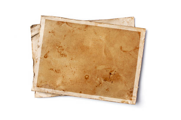 istock Empty old yellowed paper layout for vintage photo or postcard 1130632478