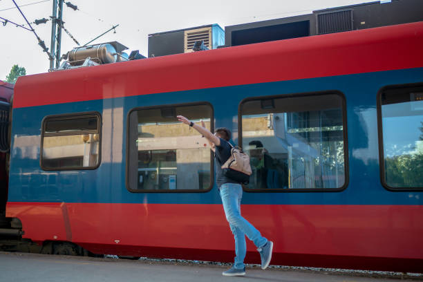 istock Tourist backpacker to travel at train station 1130632515