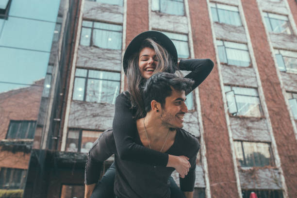 istock Couple in love having fun and laughing 1130633077