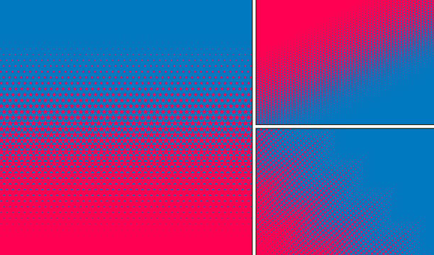set of dots duo tone backgrounds. vektorillustration im comic-stil - changing form stock-grafiken, -clipart, -cartoons und -symbole