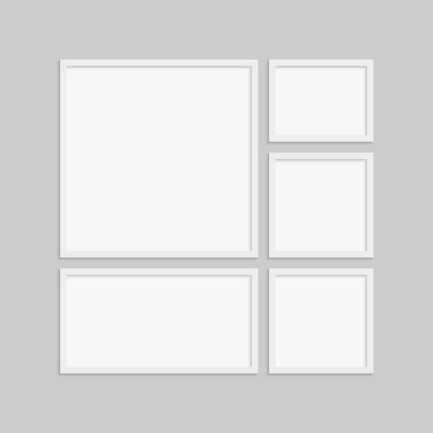 istock Collage five frames, photos, parts, pictures or illustrations. Poster frame mockup. 1130634107