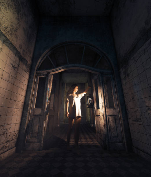 istock Girl being lost in haunted house 1130635349