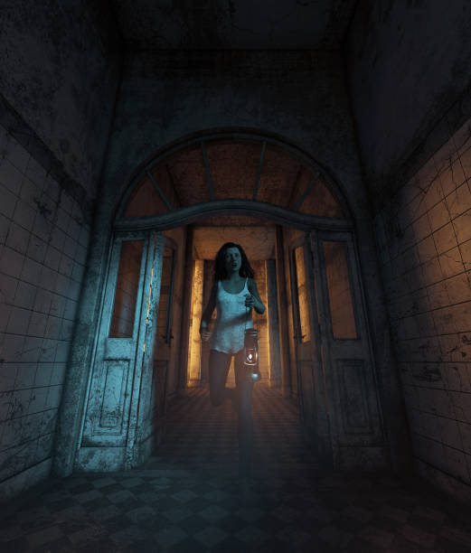 istock Girl being lost in haunted house 1130635360