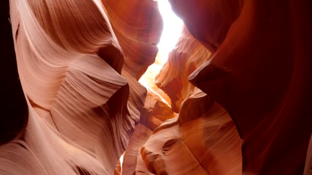 Movement Along Beautiful Red Walls Smooth And Wave In Antelope Canyon