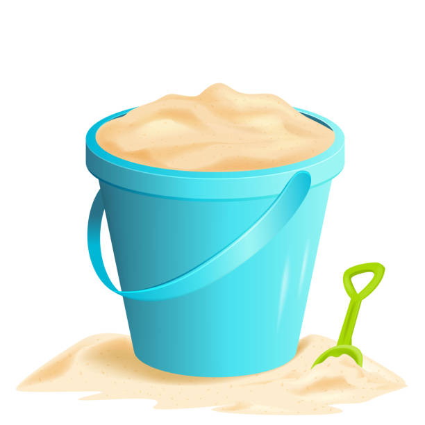 ilustrações, clipart, desenhos animados e ícones de balde de areia com pá - sand bucket