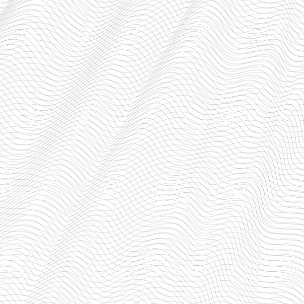 abstrakcyjna szara sieć. projektowanie liniowe, tekstylia, sieć, tekstura siatki. falujące subtelne linie, falisty cienkie krzywe. wektor monochromatyczny splątany wzór. białe tło. ilustracja eps10 - striped technology backgrounds netting stock illustrations