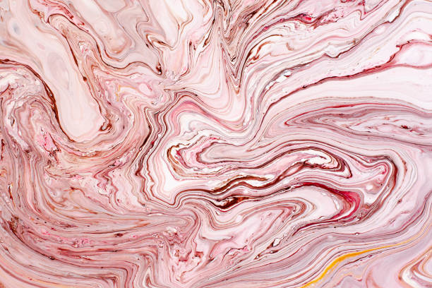 istock Hand painted backgrounds. Pink, white, brown and yellow mixed acrylic paints. Liquid marble texture. Applicable for printable, design packaging, cards, placard, covers, textile and decor interior 1130638896