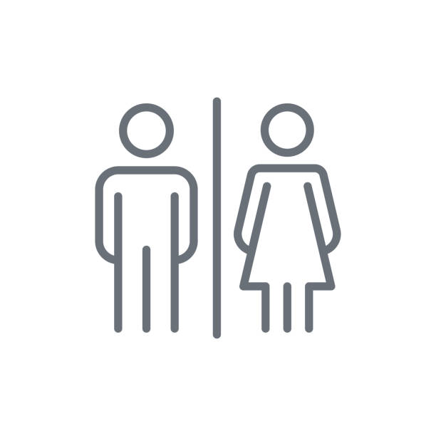 ikon pria dan wanita - toilet perlengkapan rumah tangga yang terpasang ilustrasi ilustrasi stok