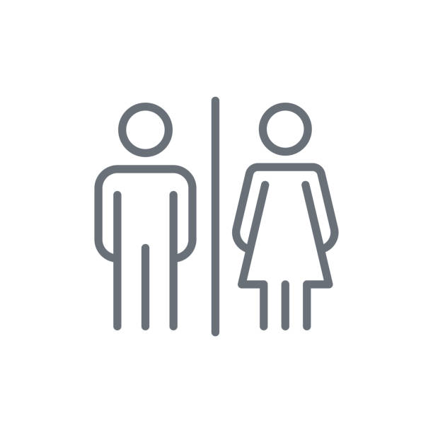 ilustrações, clipart, desenhos animados e ícones de ícone masculino e feminino - public restroom