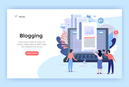 Blogging concept illustration, perfect for web design, banner, mobile app, landing page, vector flat design