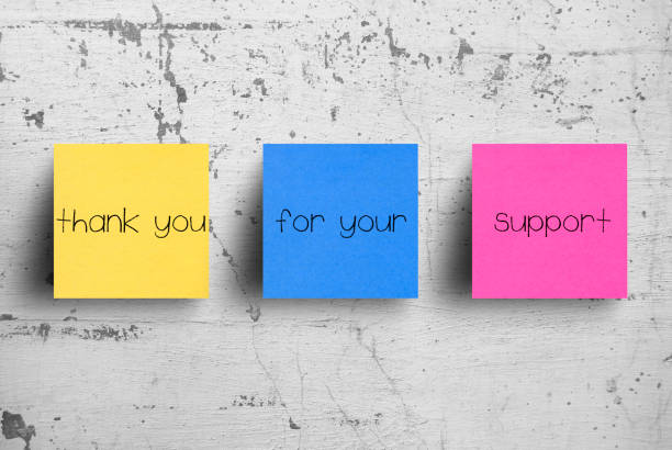istock Sticky note on concrete wall, Thank you for your support 1130639864