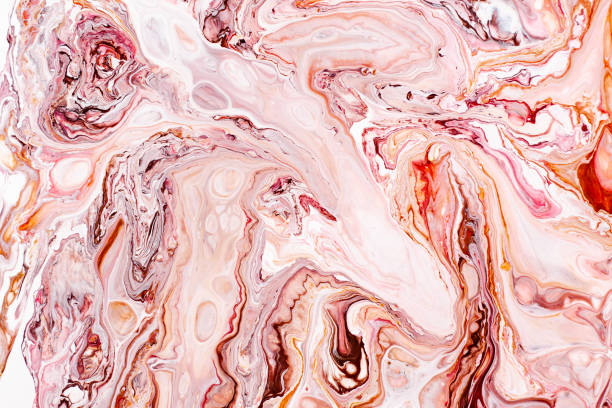 istock Hand painted backgrounds. Pink, white, brown and yellow mixed acrylic paints. Liquid marble texture. Applicable for printable, design packaging, cards, placard, covers, textile and decor interior 1130640152