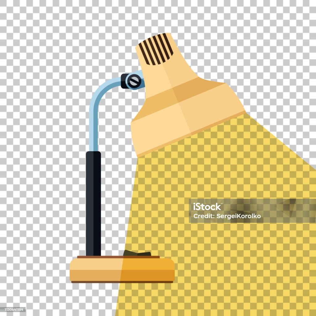 Table Lamp Icon With Beam Of Light In Flat Style With Long Shadow On  Transparent Background Stock Illustration - Download Image Now - iStock