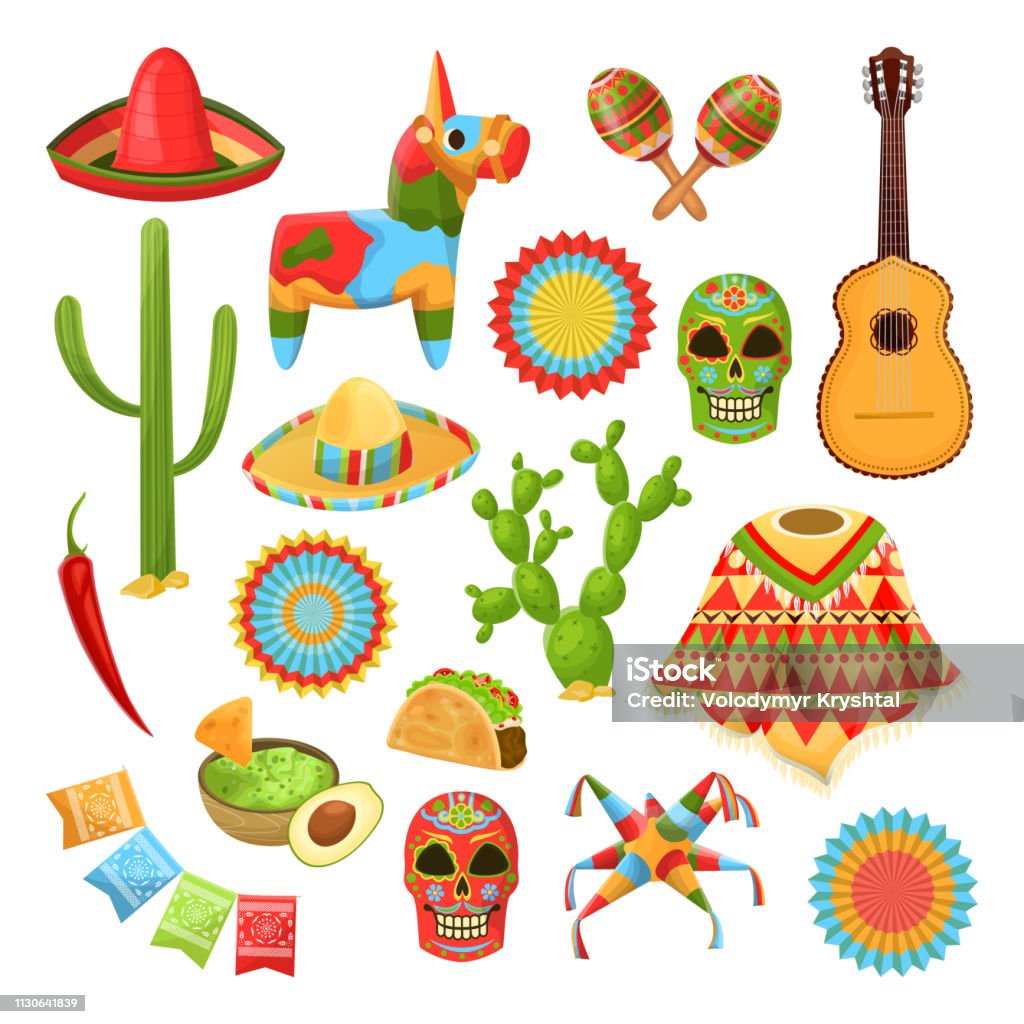 Ilustración de Símbolos Patrios Mexicanos Elementos De Diseño Vectorial  Para La Fiesta Del Cinco De Mayo Fiesta Celebración Los Iconos De La Parte  y más Vectores Libres de Derechos de México -