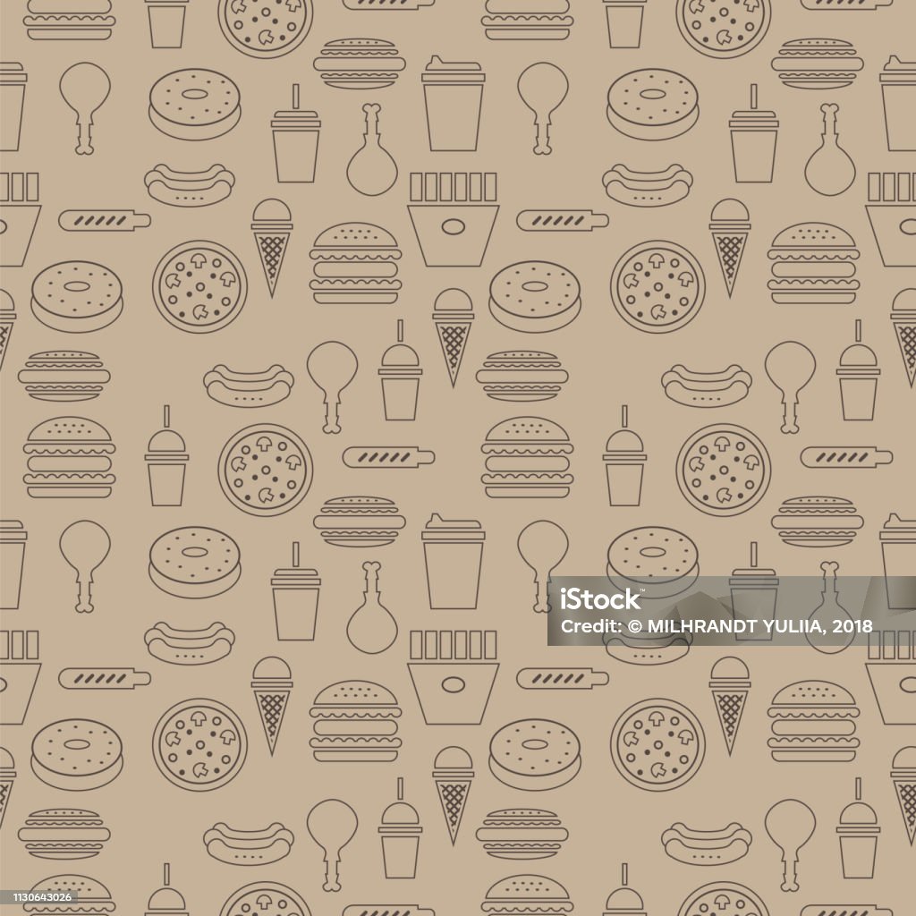 Fast Food Stock Pattern Fast Food Seamless Pattern Stock Illustration - Download Image Now ...