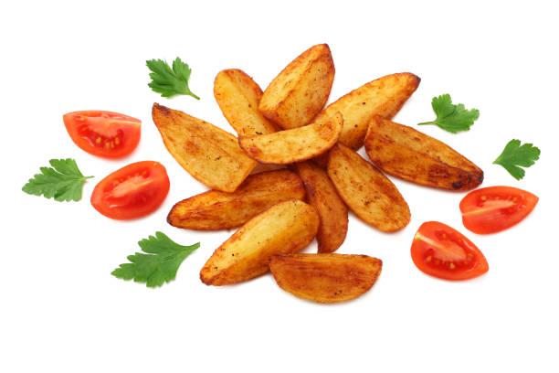 istock Fried potato wedges isolated on white background. Fast food. 1130643106
