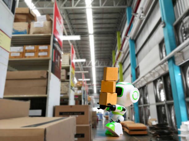 istock Technology robot holding industry the box or robots working instead of humans 1130645702