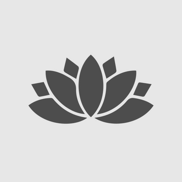 ilustraciones, imágenes clip art, dibujos animados e iconos de stock de icono de lotus. símbolo del yoga. - posición del loto