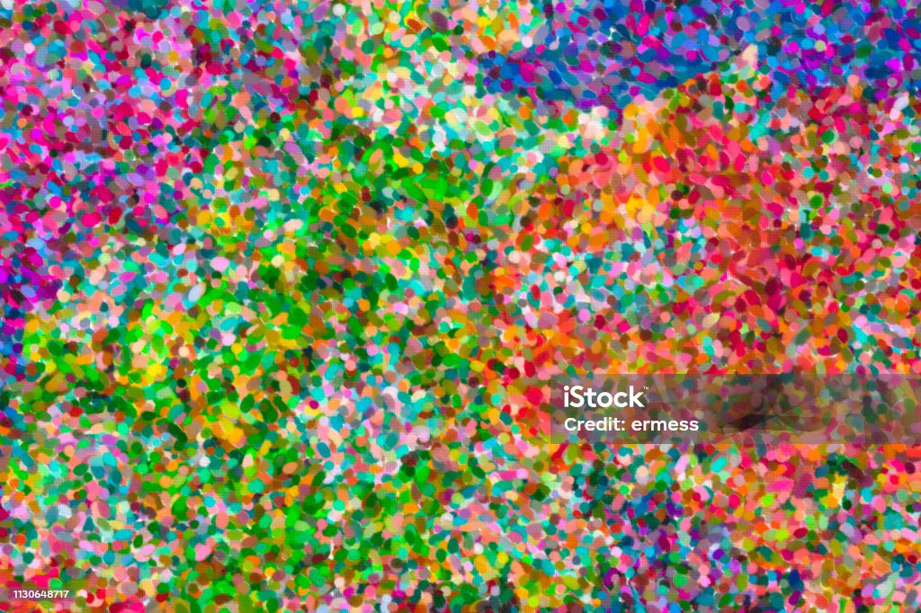 abstract pointillist oil painting abstract impressionist art work in pointillist style - brush strokes of oil painting - colorful abstract texture Pointillism Stock Photo