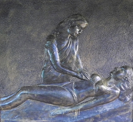 detail of the fountain in front of the Pantheon in the Italian city of Rome, located in the Piazza della Rotonda. The fountain was designed by Giacomo Della Porta in 1575 and sculpted by Leonardo Sormani; Rome, Italy